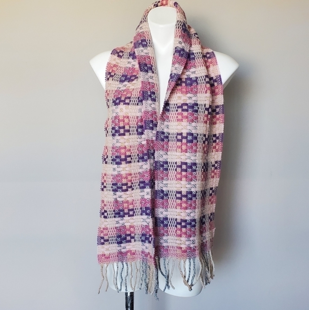 Made in Italy Barbiecore Lambswool Woven Fringe Scarf